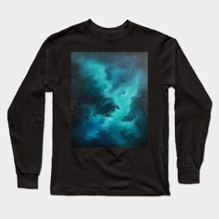 Blue Green Nebula Galaxy Long Sleeve T-Shirt